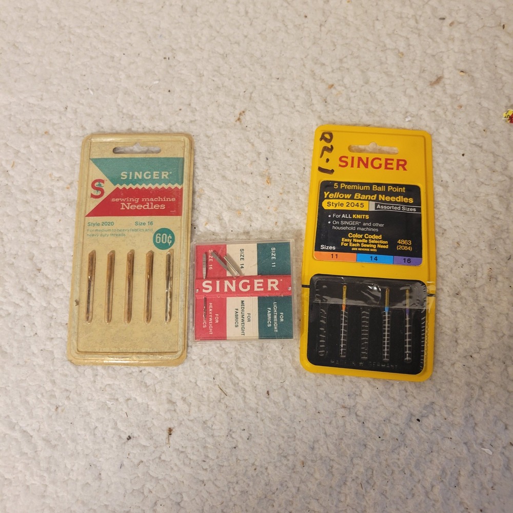 Vintage Singer Sewing Machine Needles Lot Style 2020 2045 Ball Point Sizes 11-16